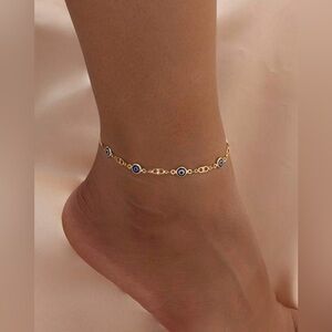 14K Gold Evil Eye Anklet